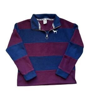 Victoria's Secret PINK Fleece Pullover Sweater Zip Collar Size Medium Cozy